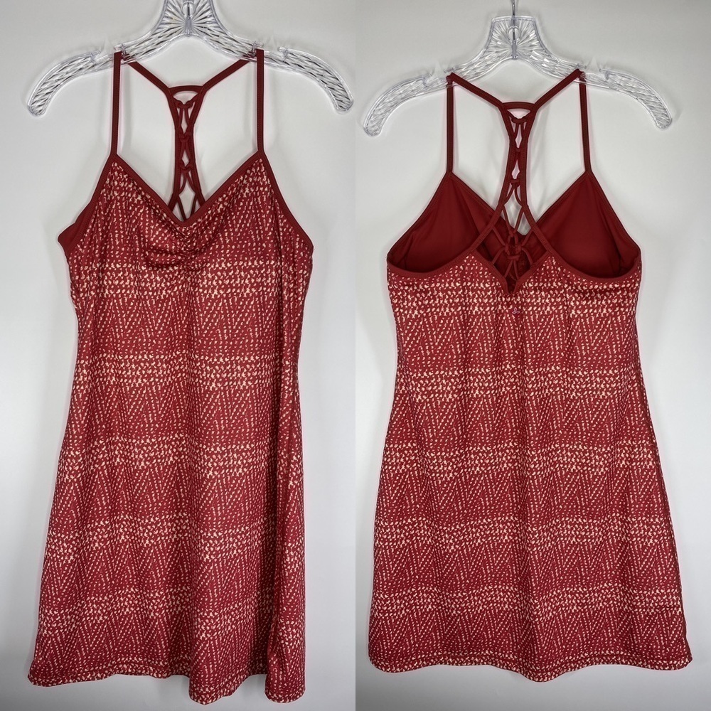 Prana Elixir Racerback Dress Crushed Cran Sumatra Pink Size Medium
